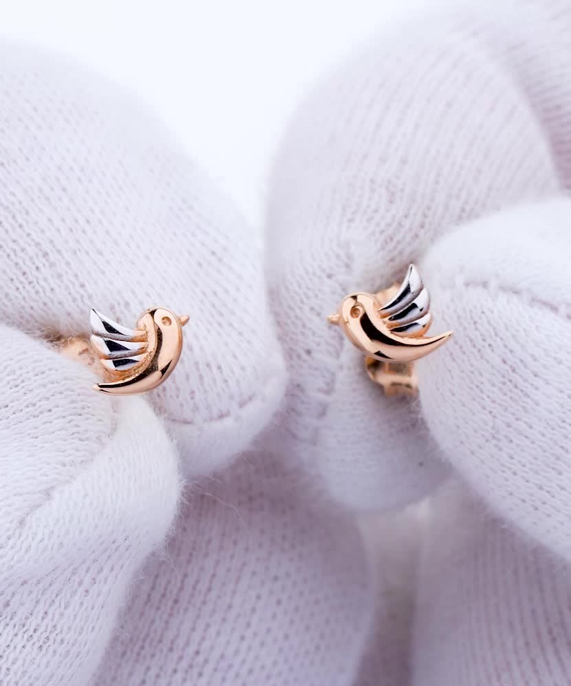 Gold earrings "Birds"