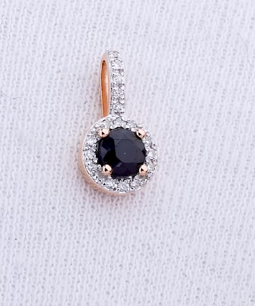 Gold pendant with sapphire and diamonds
