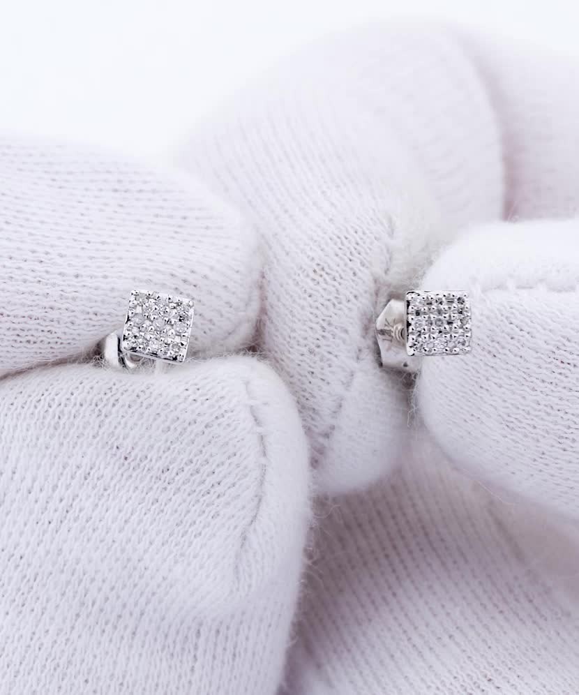 Balto aukso auskarai su deimantais  - Goldinga