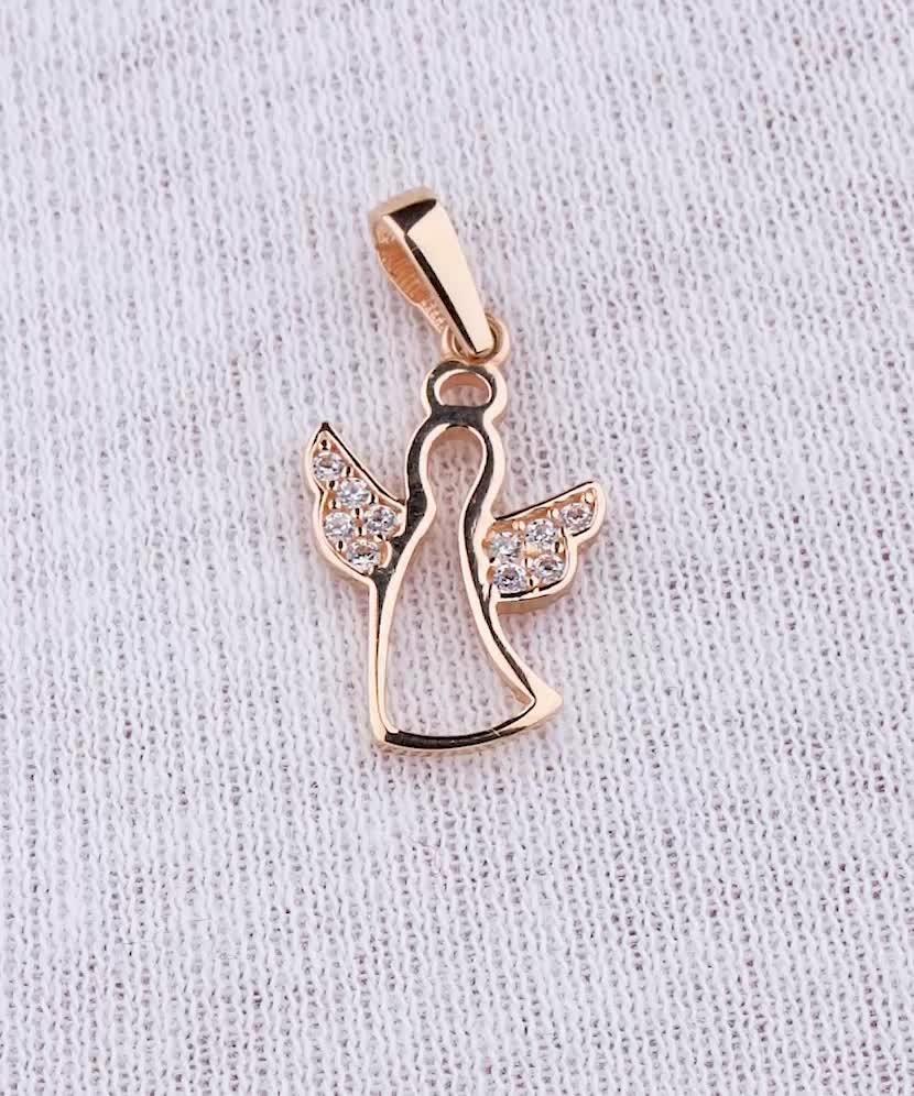Gold pendant with zircons "angel"