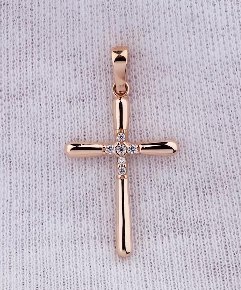Gold pendant with zircons "cross"