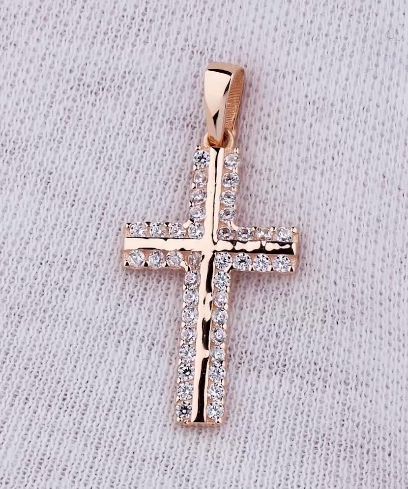 Gold pendant with zircons "cross"