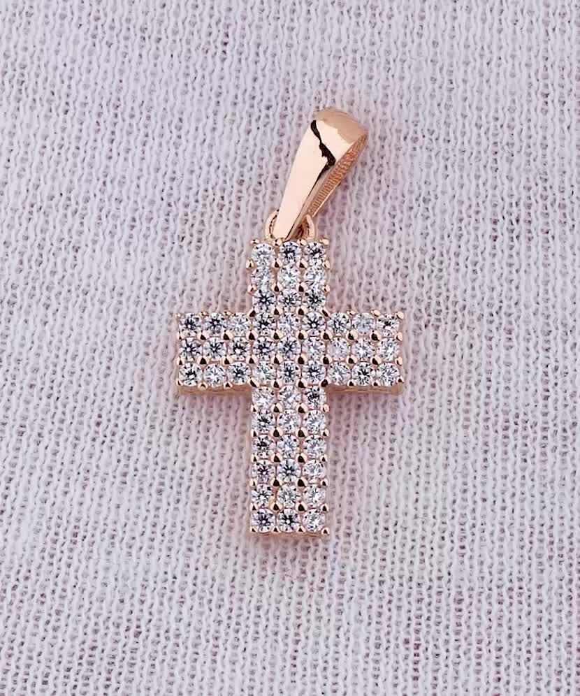 Gold pendant with zircons "cross"