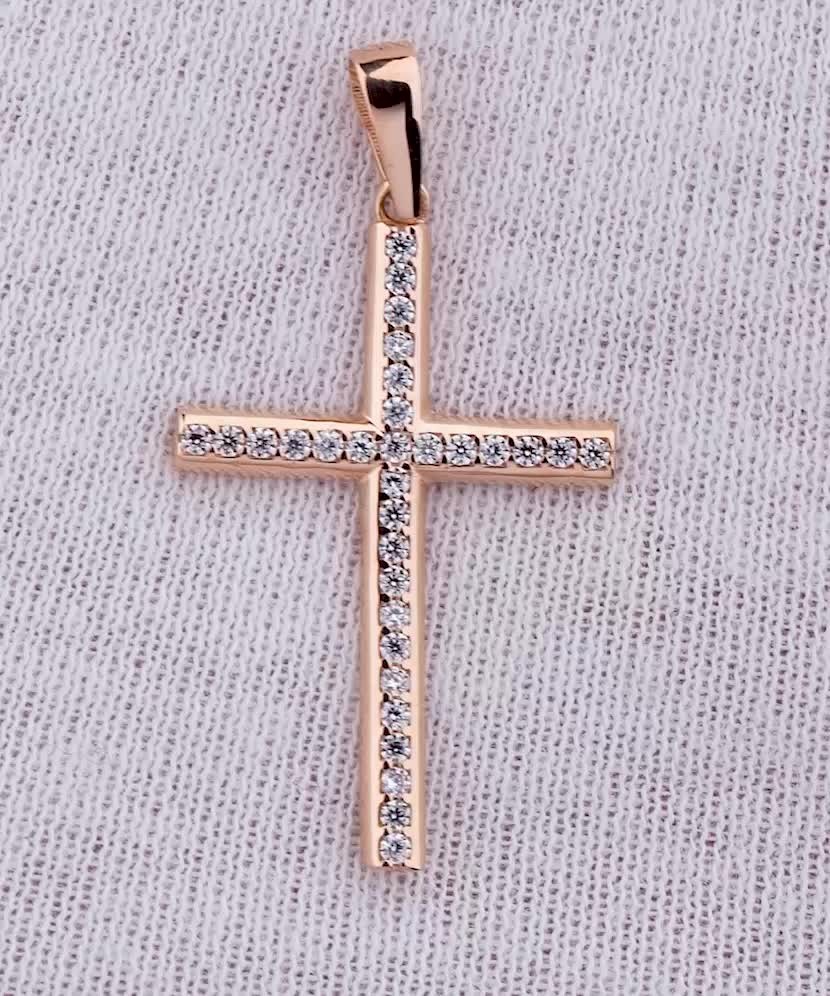 Gold pendant with zircons "cross"