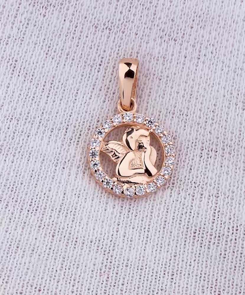 Gold pendant with zircons "angel"
