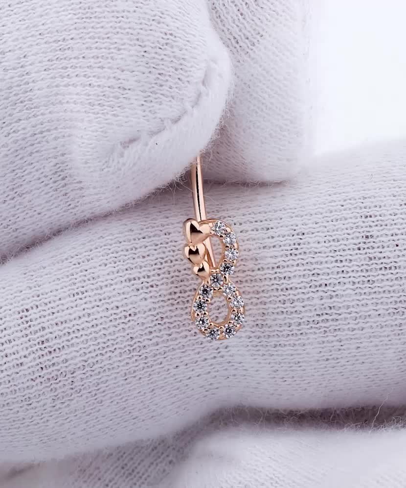 Gold Belly Button Ring with zirconium "Begalybė"