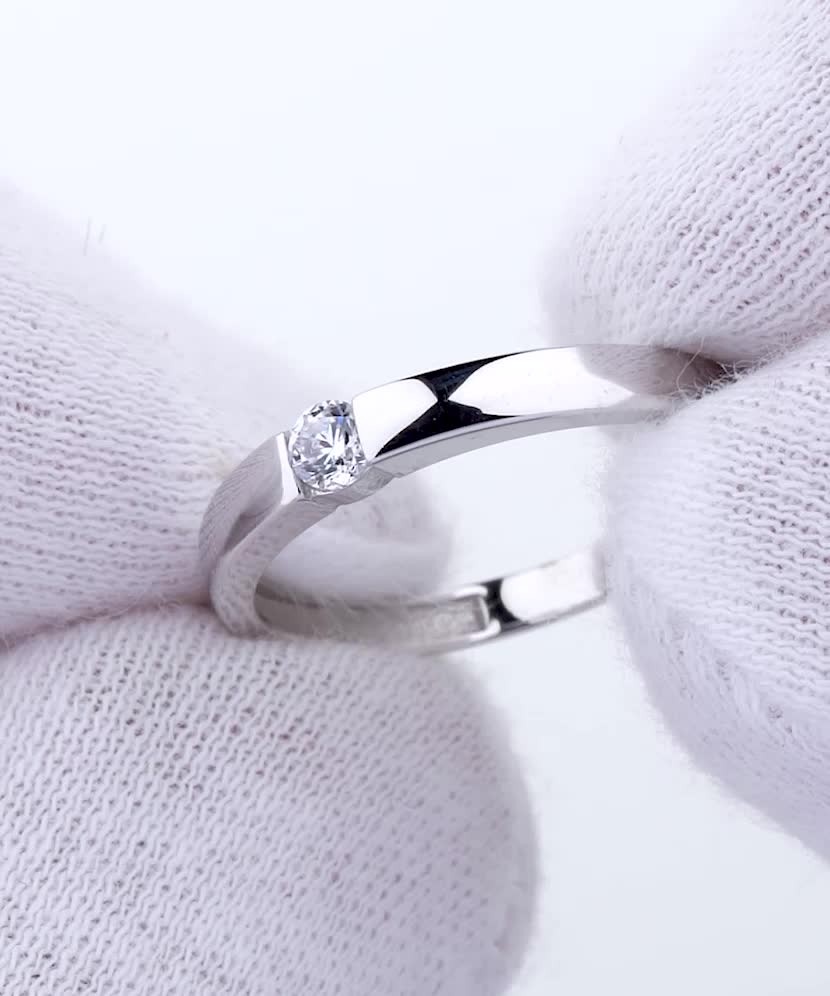 Balto aukso žiedas su cirkoniu  - Goldinga