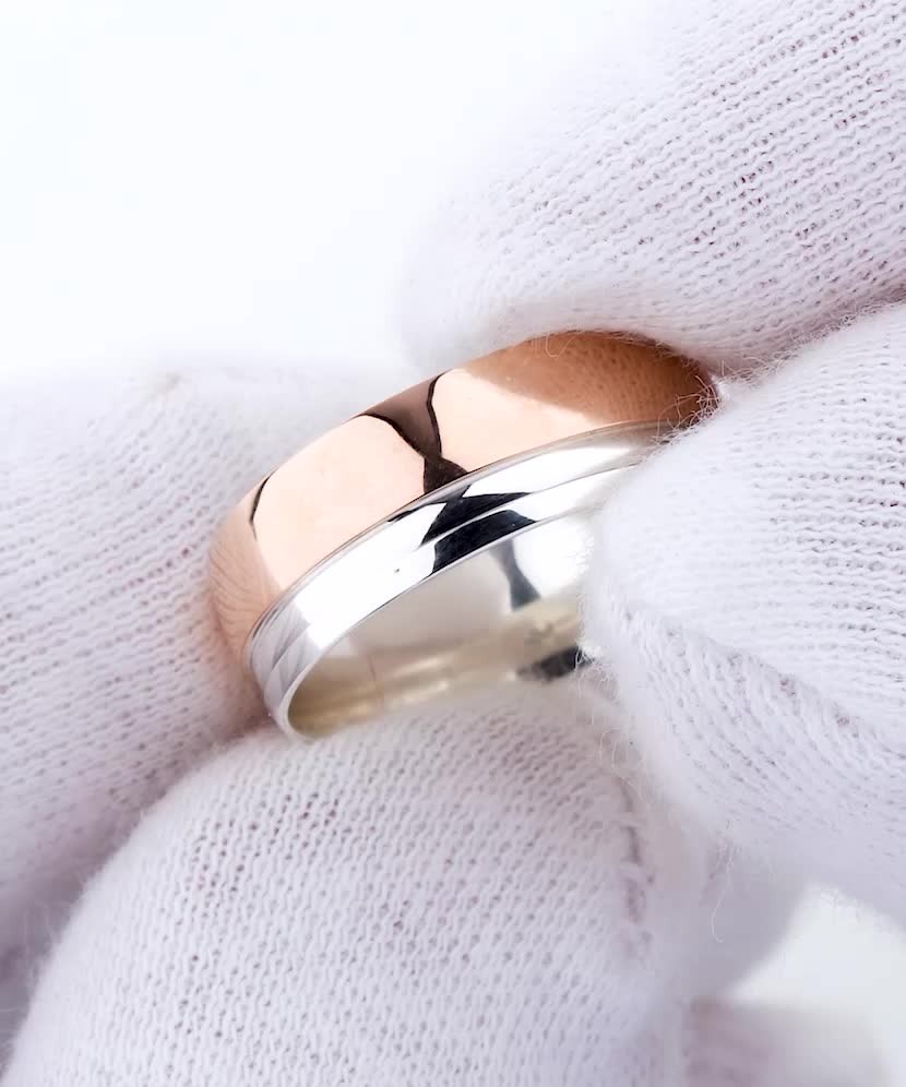 Vestuvinis sidabrinis žiedas su aukso plokštele  - Goldinga