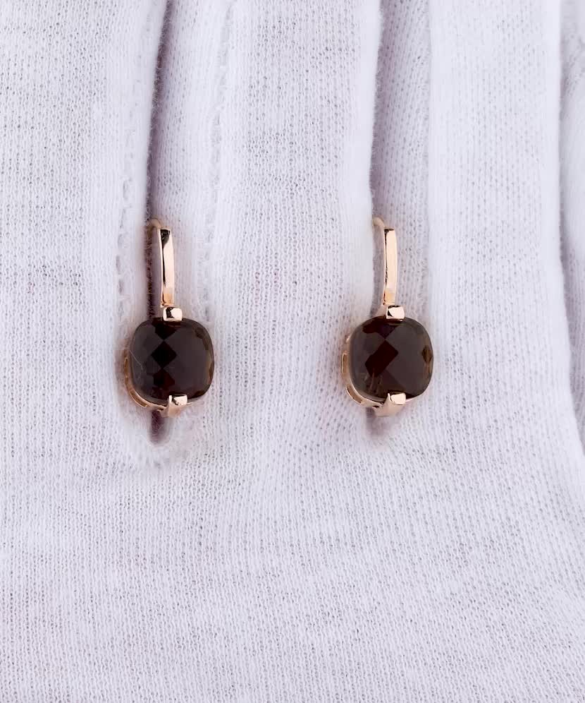 Gold earrings with smokey quartz