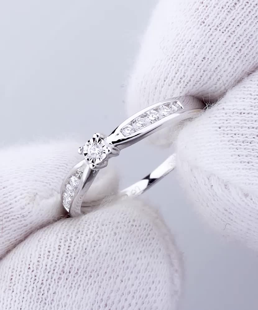 White gold ring with diamonds