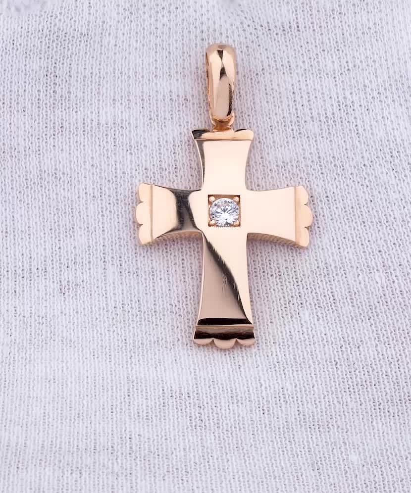 Gold pendant with zirconium "cross"