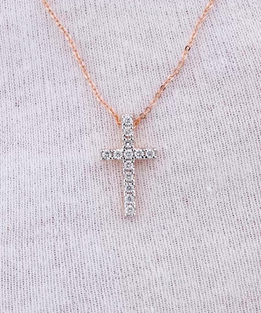 Gold chain with diamond pendant "Cross"
