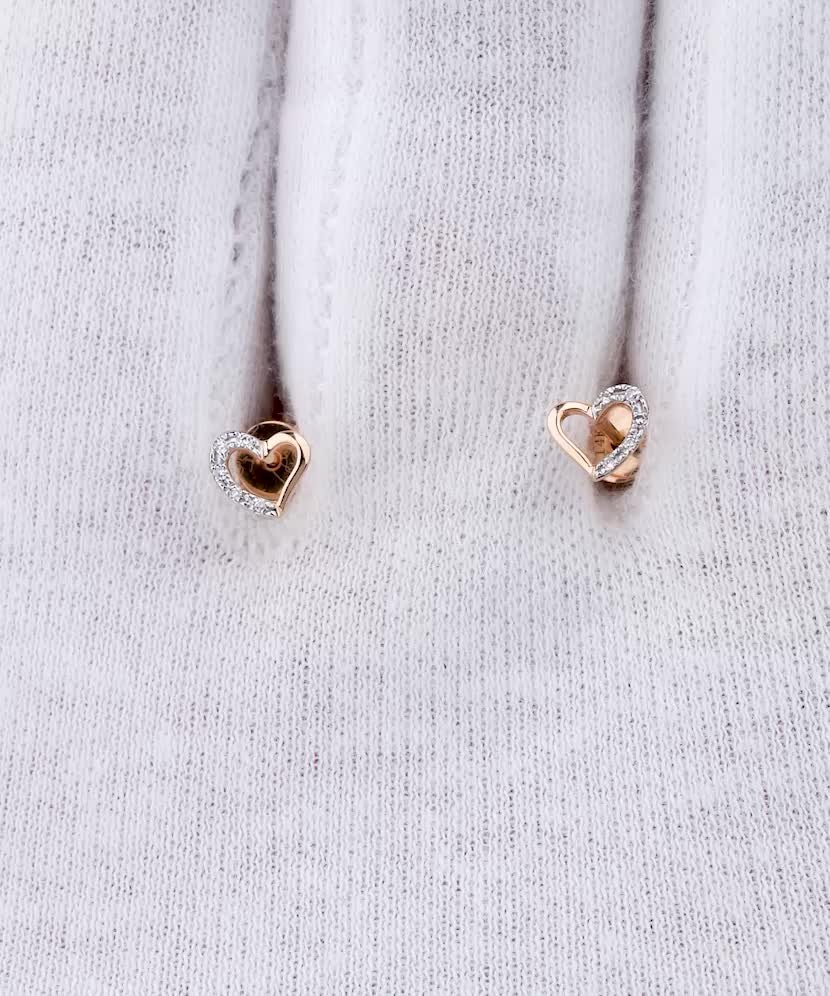 Gold earrings with diamonds "Heart"