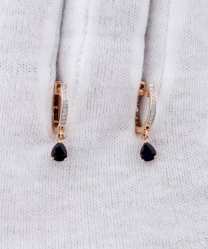 Gold earrings with sapphires and diamonds