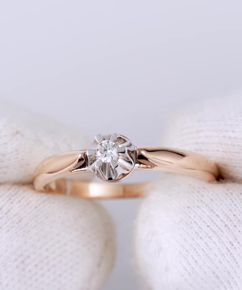 Gold diamond ring 0,10ct