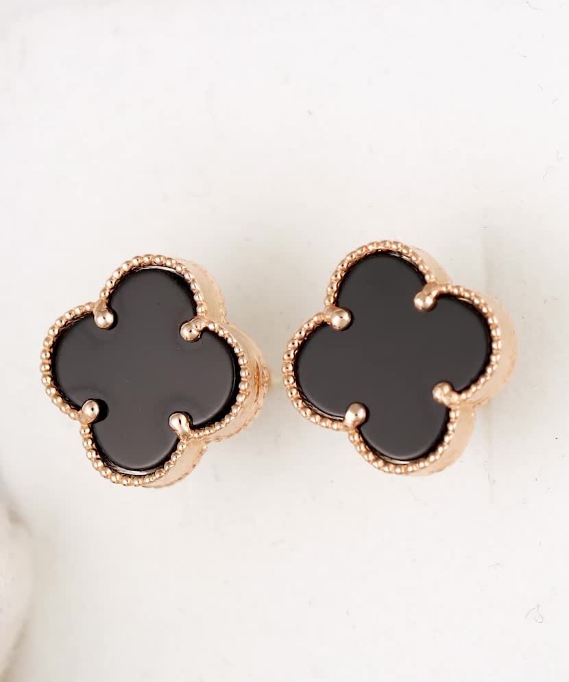 Gold earrings with enamel 14mm