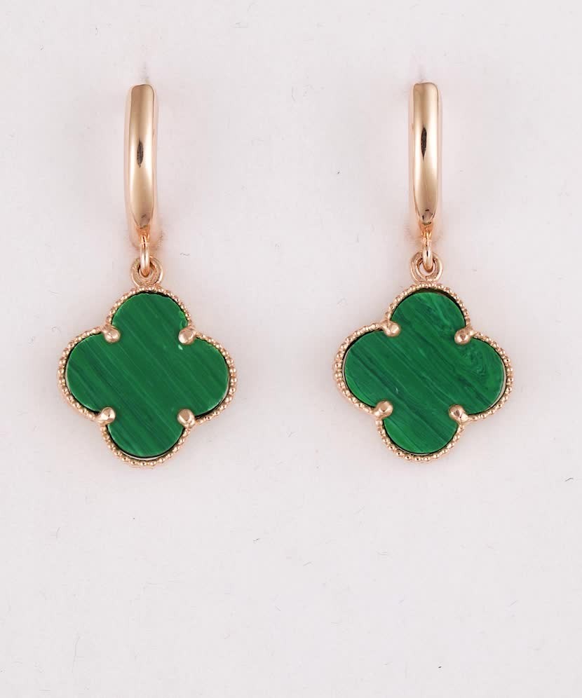 Gold earrings with enamel