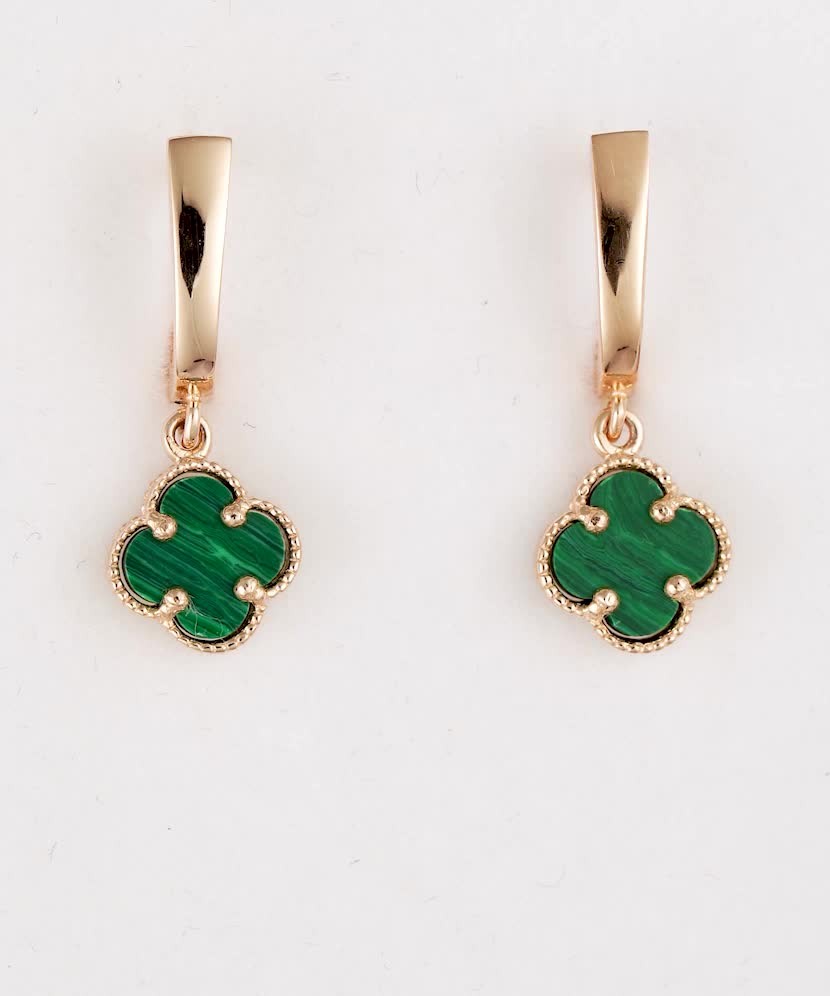 Gold earrings with enamel