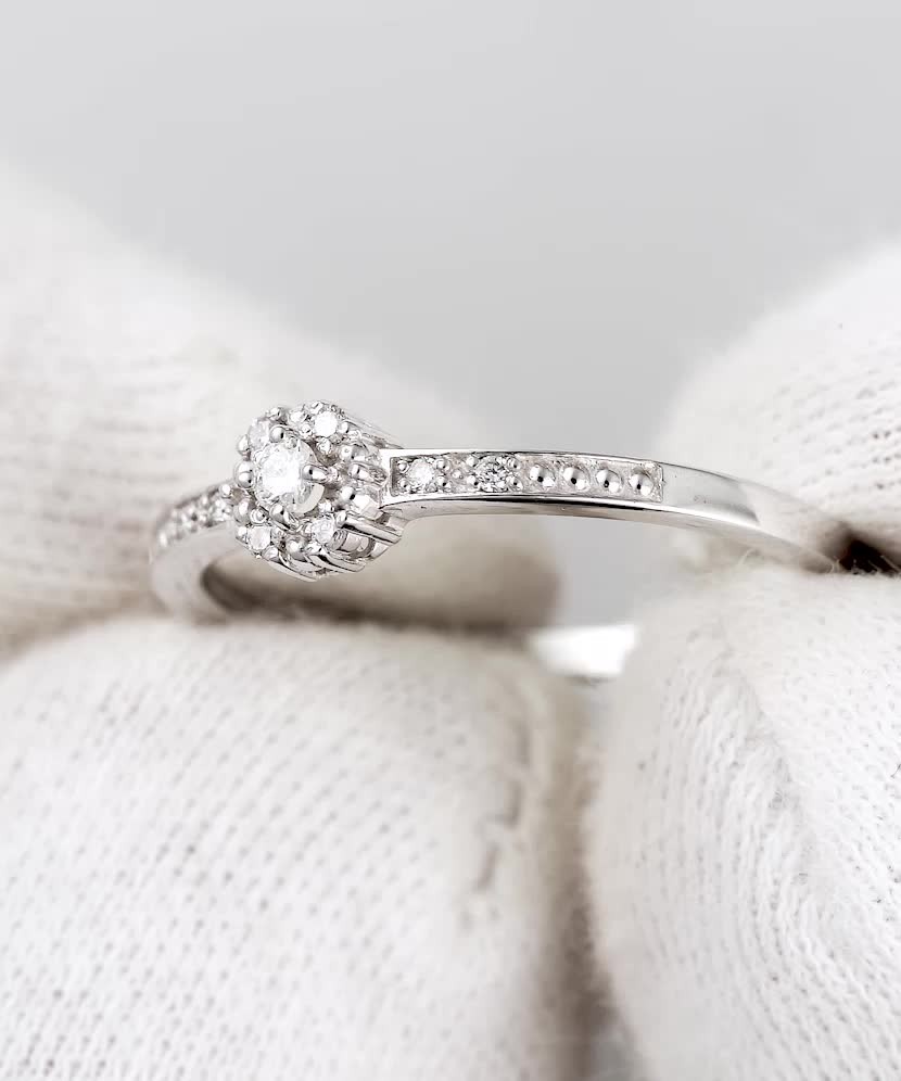 White gold ring with diamonds