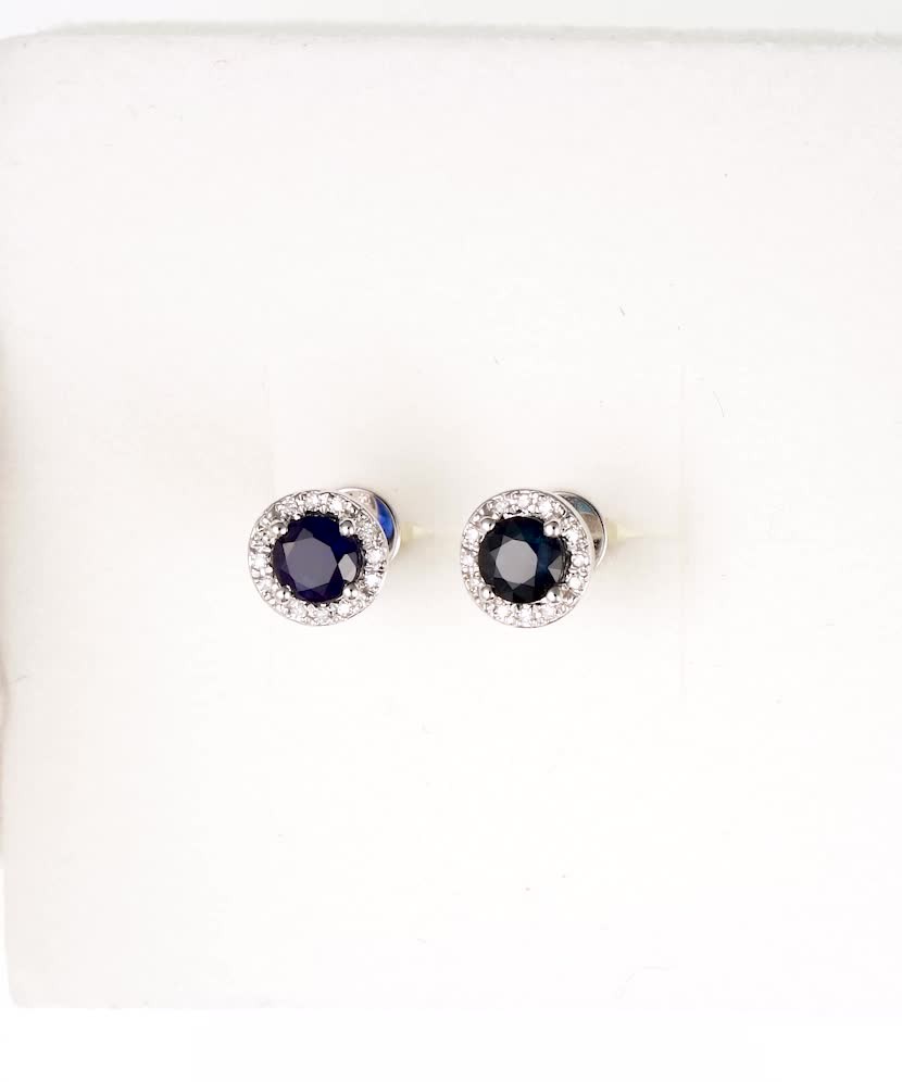 White gold earrings with sapphires and diamonds