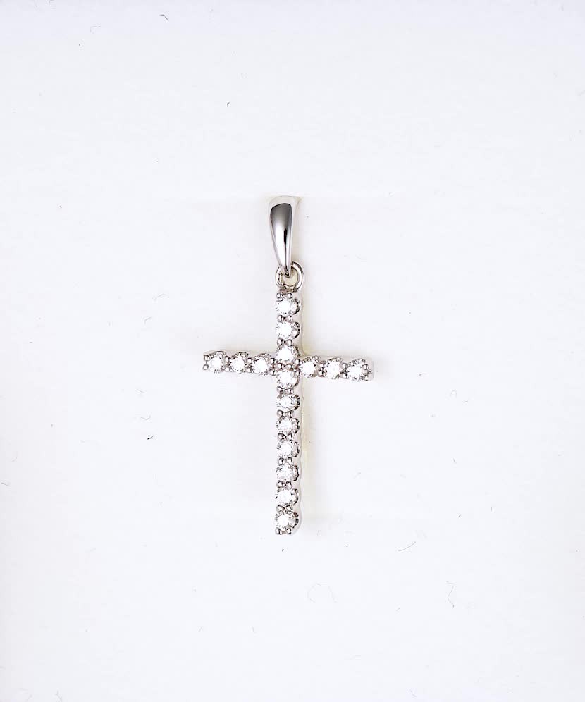 White gold chain with diamonds "Cross"