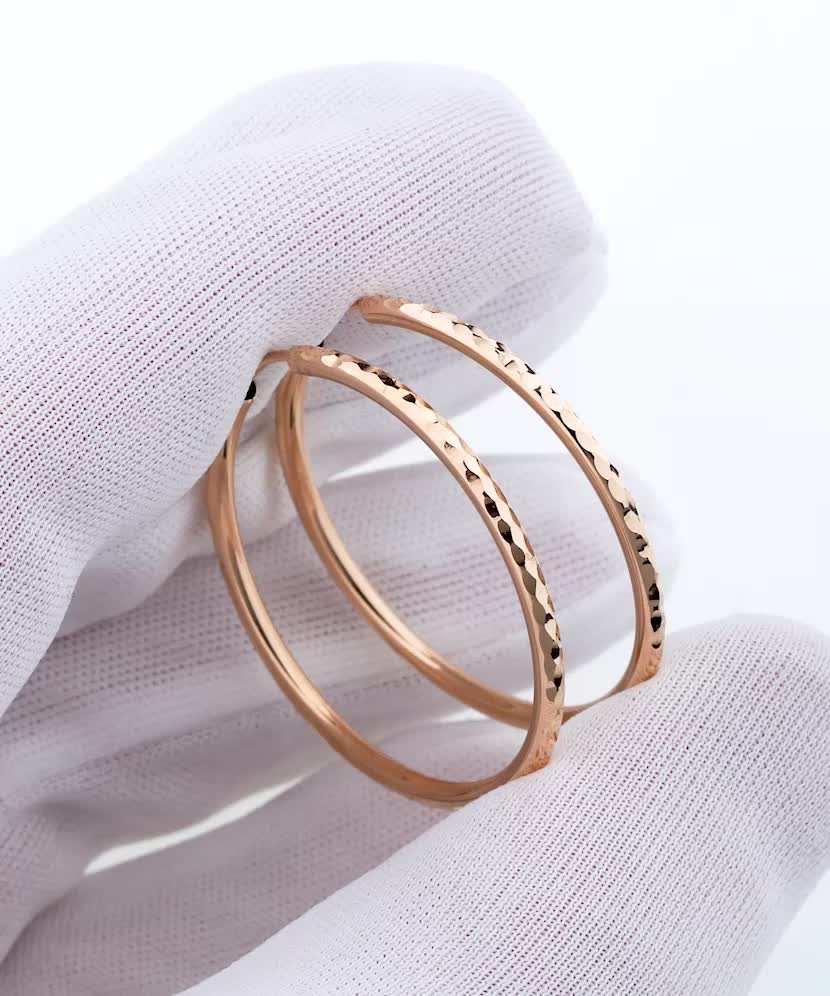 Gold engraved hoop earrings 34mm