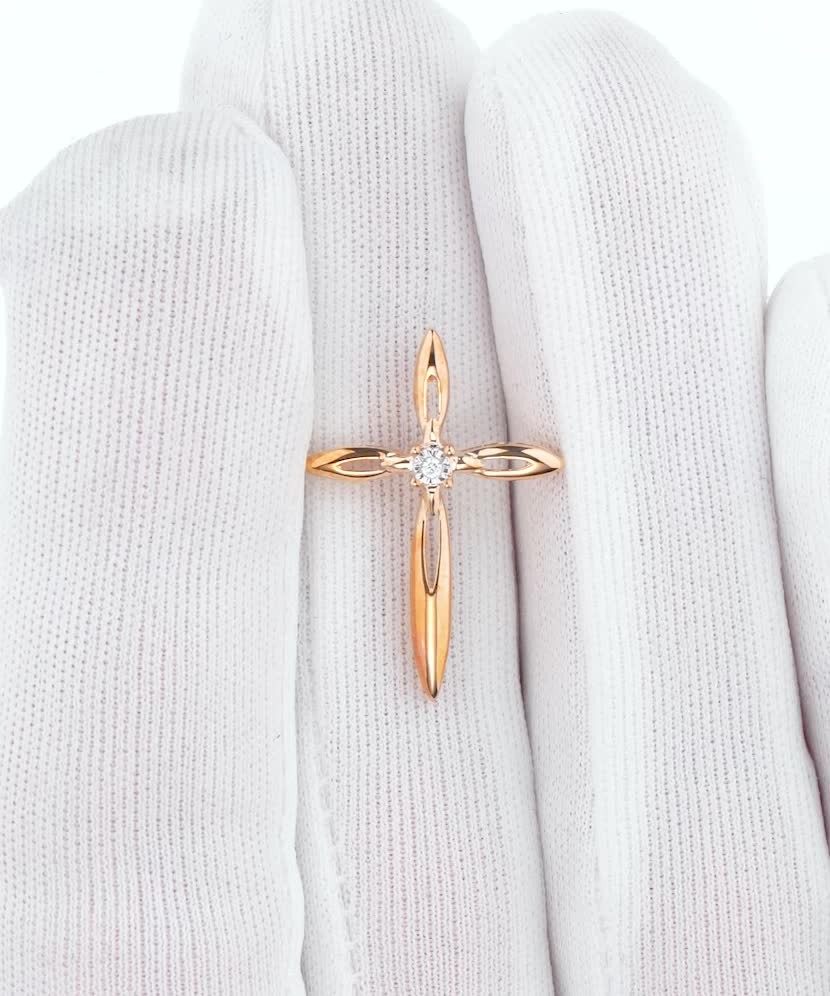 Gold pendant with diamonds "Cross"