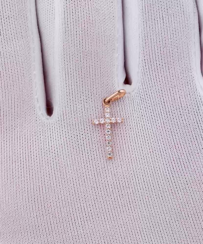 Gold pendant with zircons "cross"