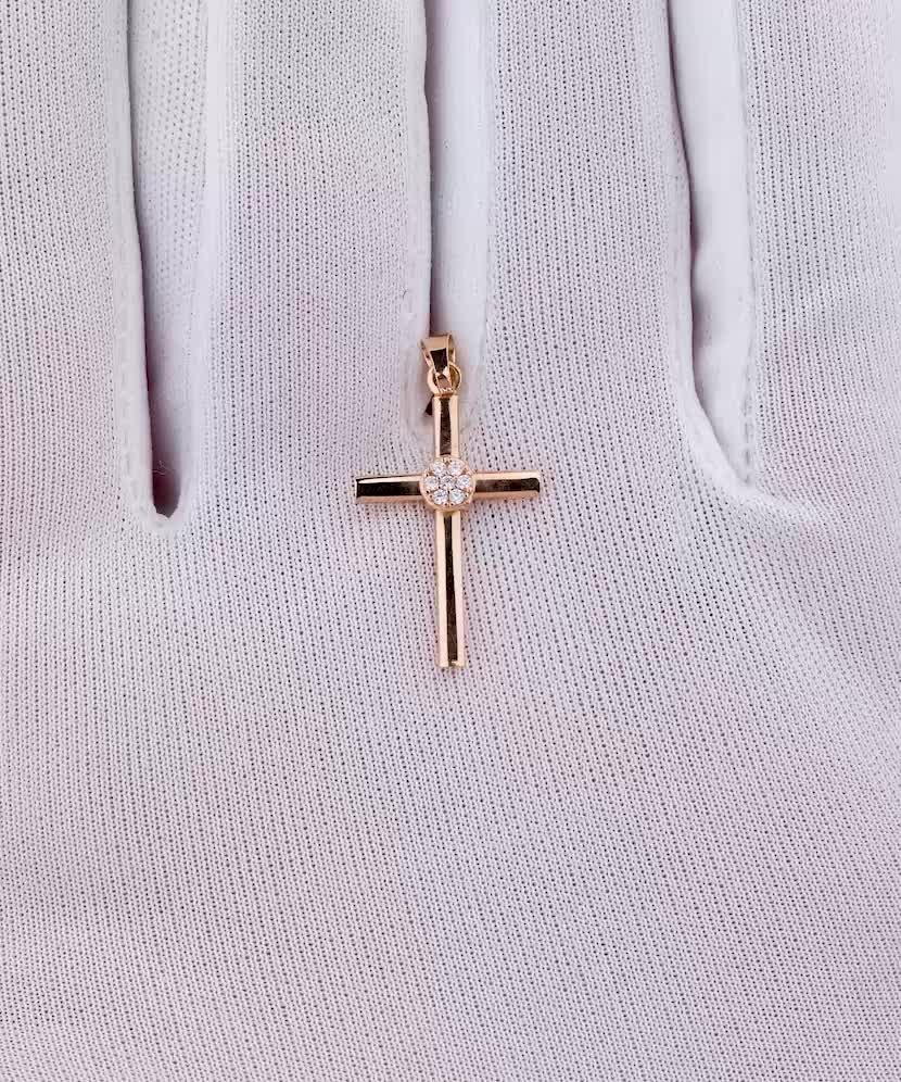 Gold pendant with zircons "cross"